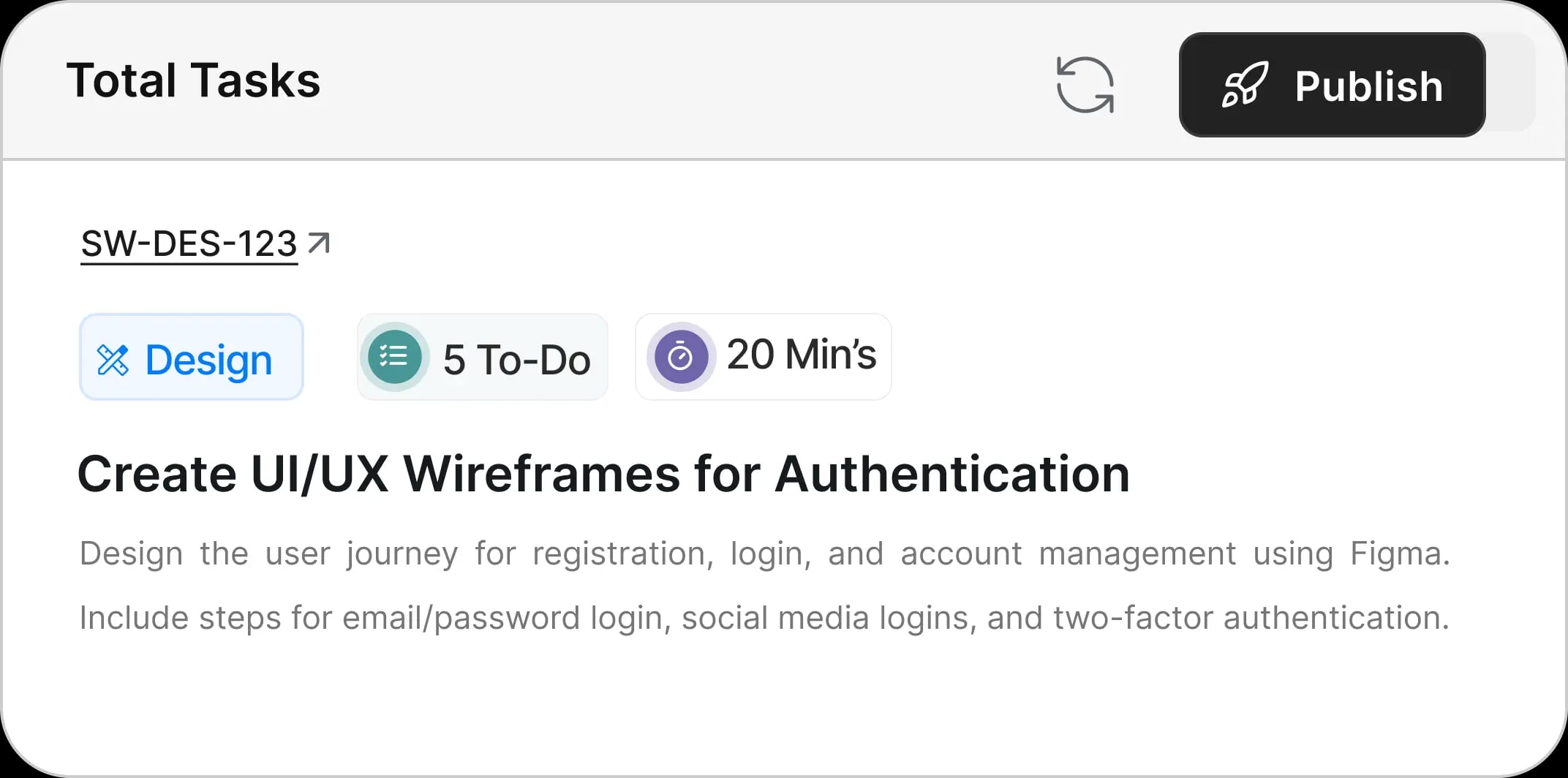 AI-generated task items showing automated project planning with tasks and timelines